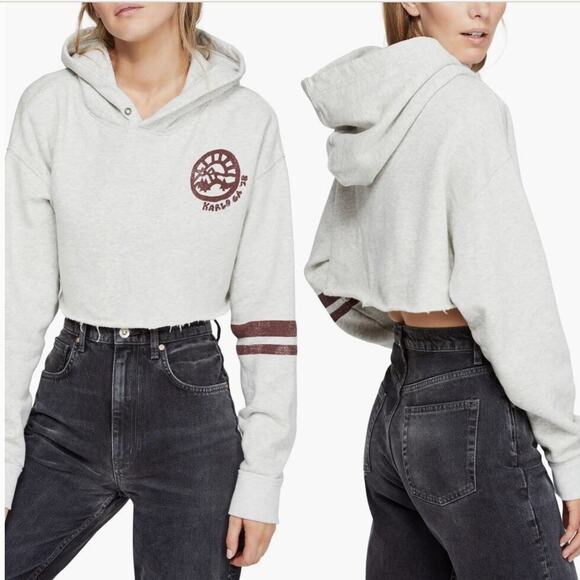 Free People Tops - Free People Baldwin Cropped Hoodie Sweatshirt Size XS
